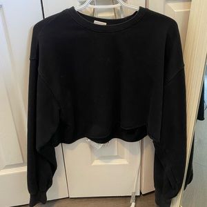 airy fleece boyfriend cropped crew
